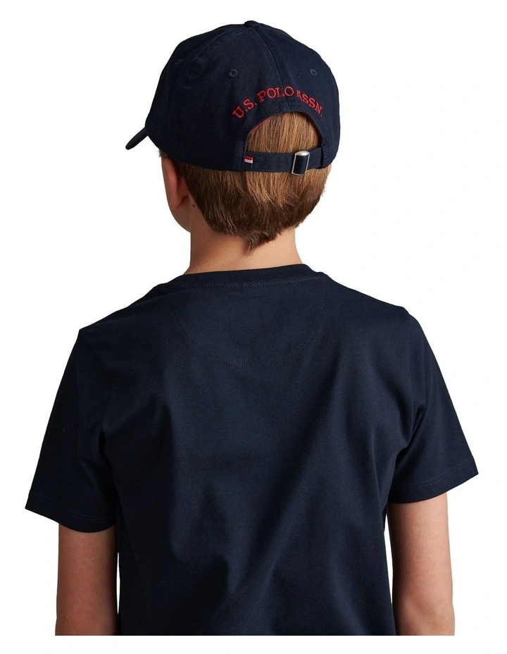 Boys Washed Outline Logo Cap Dark Sapphire Navy / Haute Red DHM image 2
