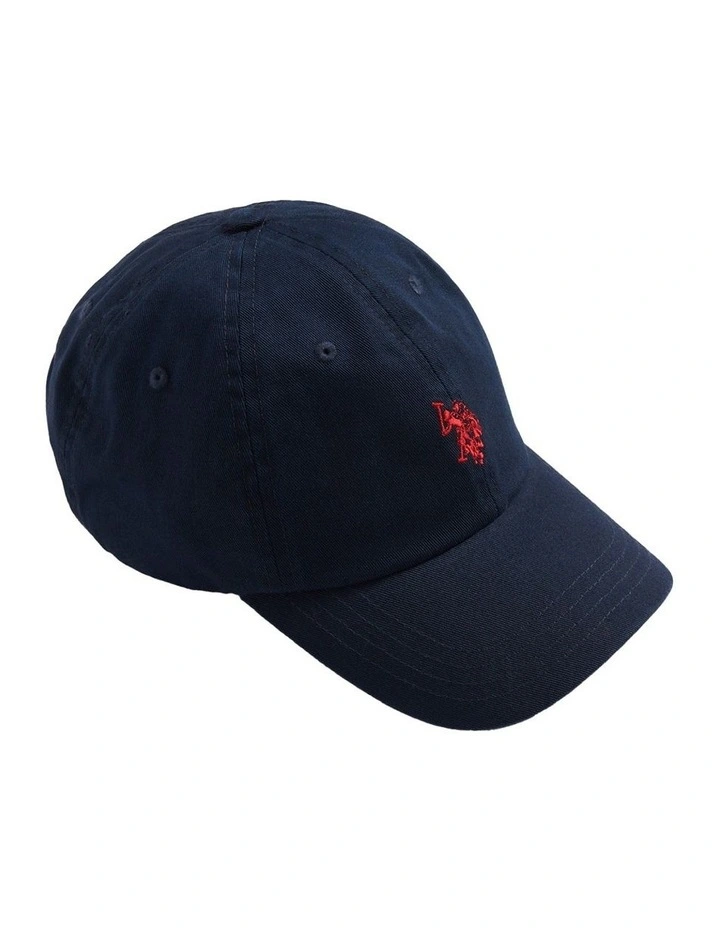 Boys Washed Outline Logo Cap Dark Sapphire Navy / Haute Red DHM image 3
