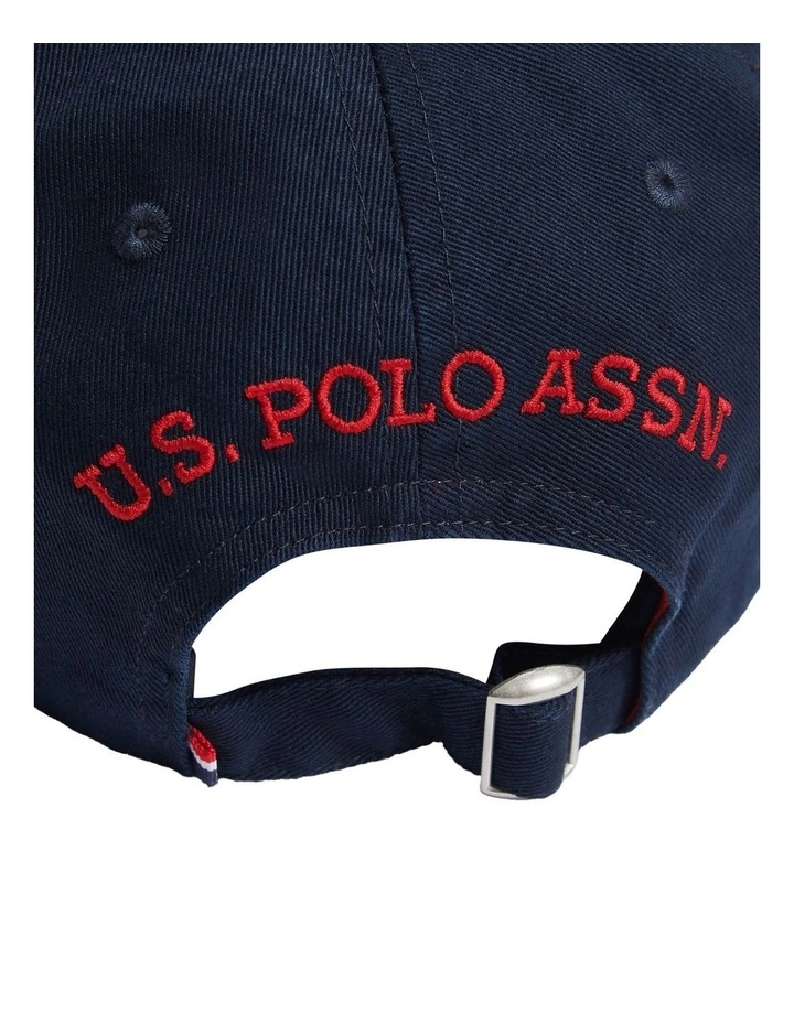 Boys Washed Outline Logo Cap Dark Sapphire Navy / Haute Red DHM image 6