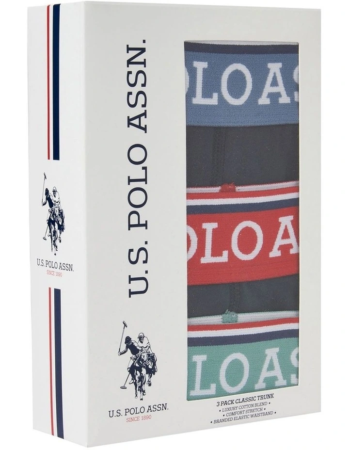 Boys USPA Trunk 3 Pack in Dark Sapphire Navy image 2