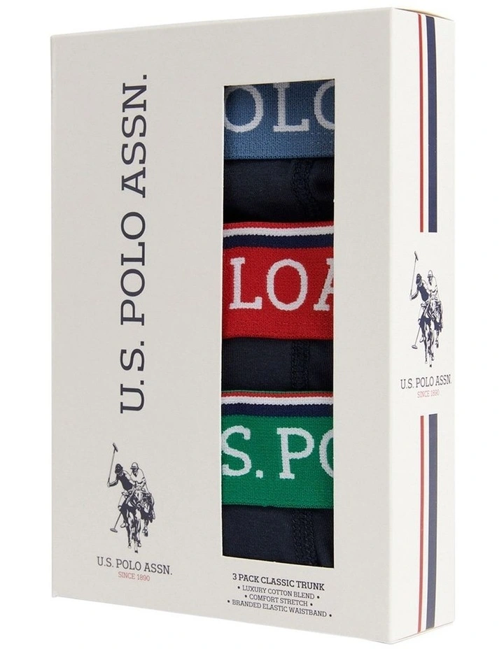 Boys USPA Trunk 3 Pack in Dark Sapphire Navy image 3