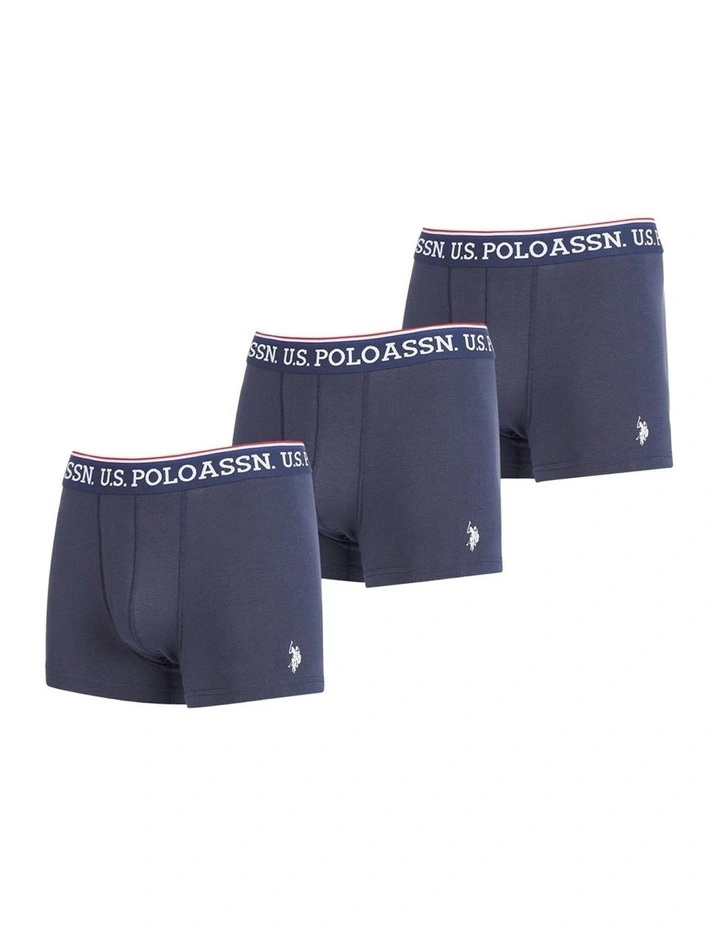 Boys USPA Trunk 3 Pack in Dark Sapphire Navy / White DHM image 1