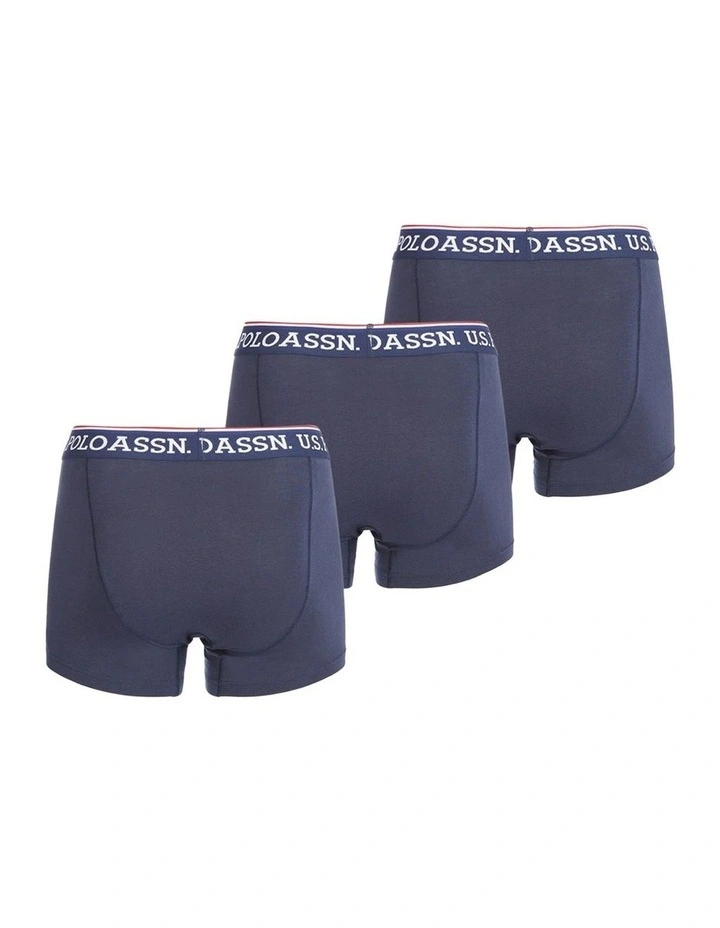 Boys USPA Trunk 3 Pack in Dark Sapphire Navy / White DHM image 2