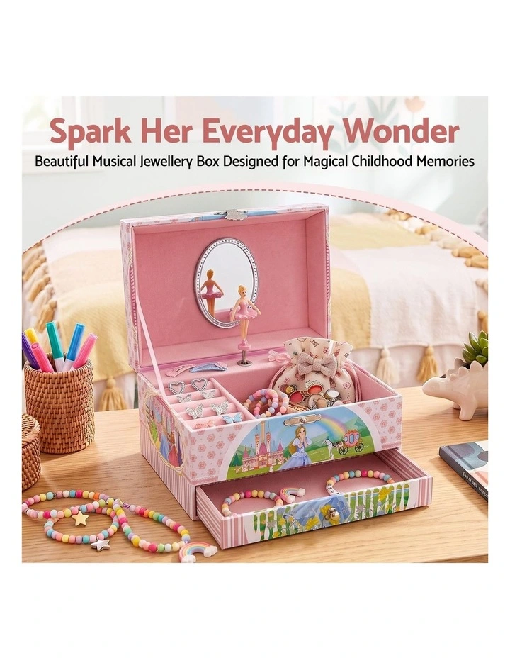 Kids Jewellery Box Organiser for Girls Kids Music Box with Drawer image 4