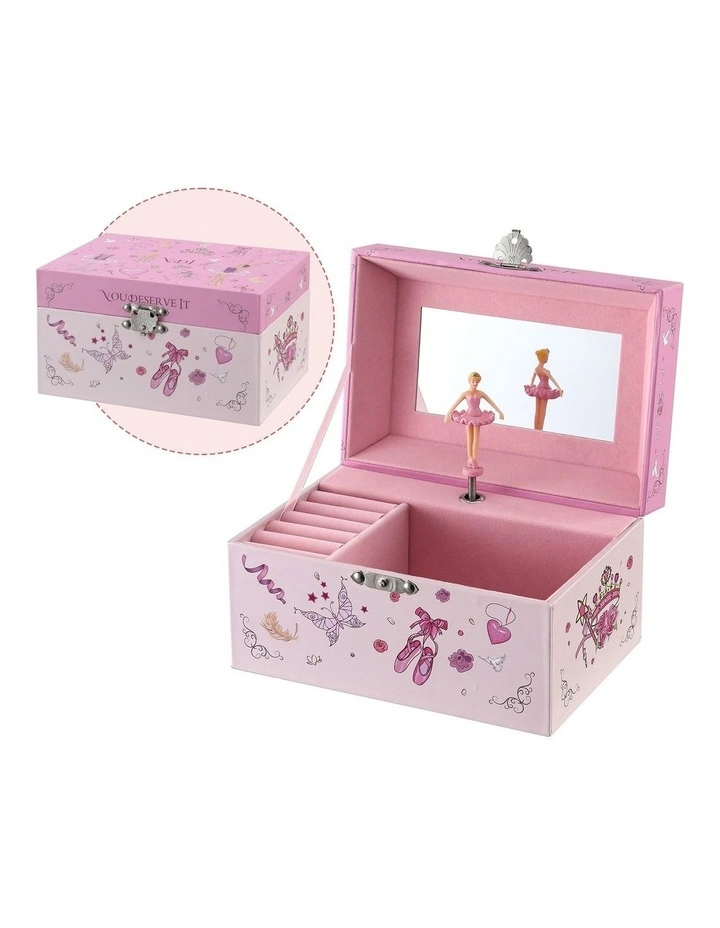 Kids Jewellery Box Organiser for Girls Kids Music Box Princess Pink image 1