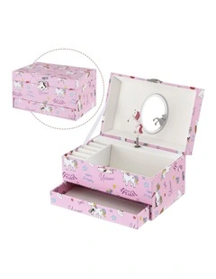 Kids Jewellery Box Organiser for Girls Kids Music Box with Mirror