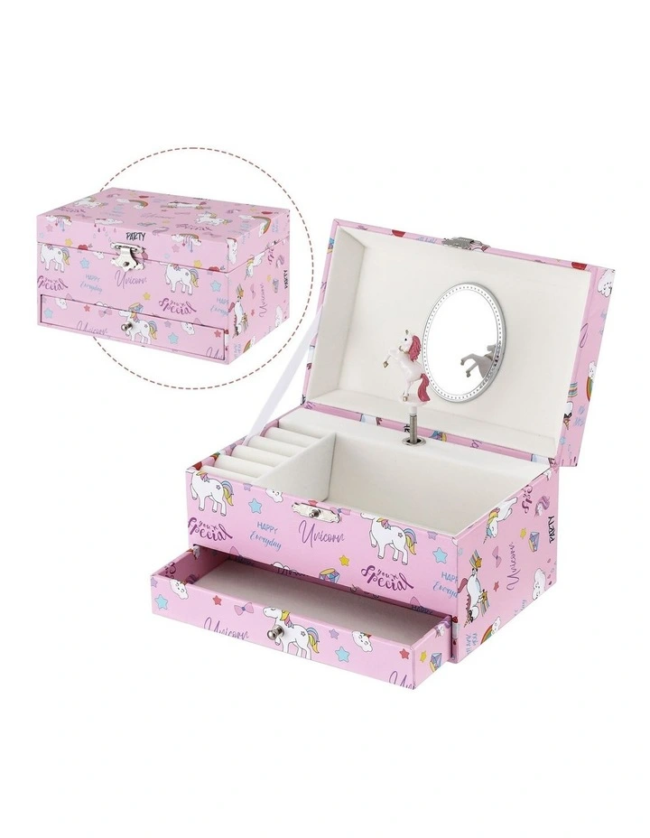 Kids Jewellery Box Organiser for Girls Kids Music Box with Mirror image 1