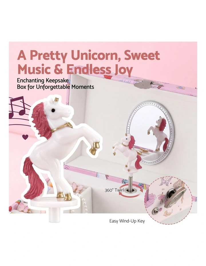 Kids Jewellery Box Organiser for Girls Kids Music Box with Mirror image 5
