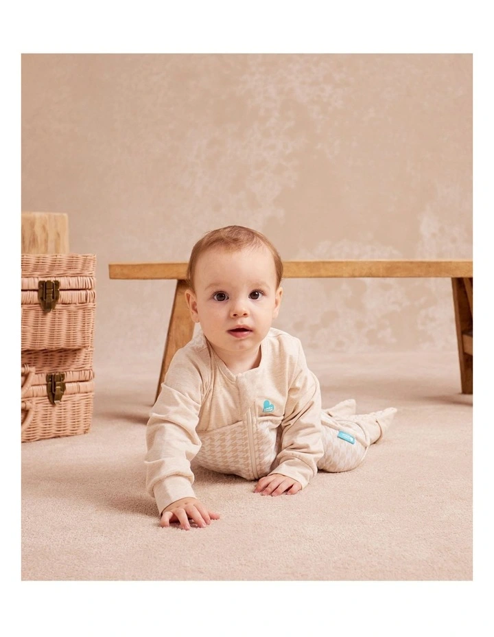 Love to Dream Sleep Suit Long Sleeve 1.0 TOG Original Cotton Houndstooth Tan image 3