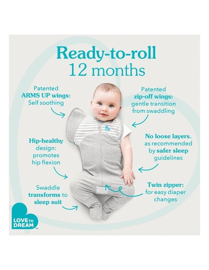 Love to Dream Swaddle Up 2-in-1 Transition Suit 0.2 TOG Cotton Breton Stripe Tan image 4