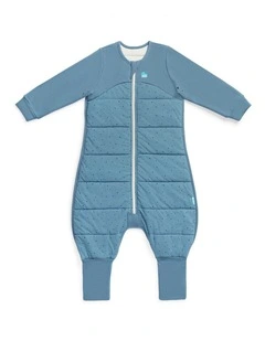 Sleep Suit Long Sleeve 2.5 TOG Quilted Cotton Pebbles Storm Blue