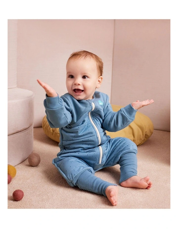 Sleep Suit Long Sleeve 2.5 TOG Quilted Cotton Pebbles Storm Blue image 2