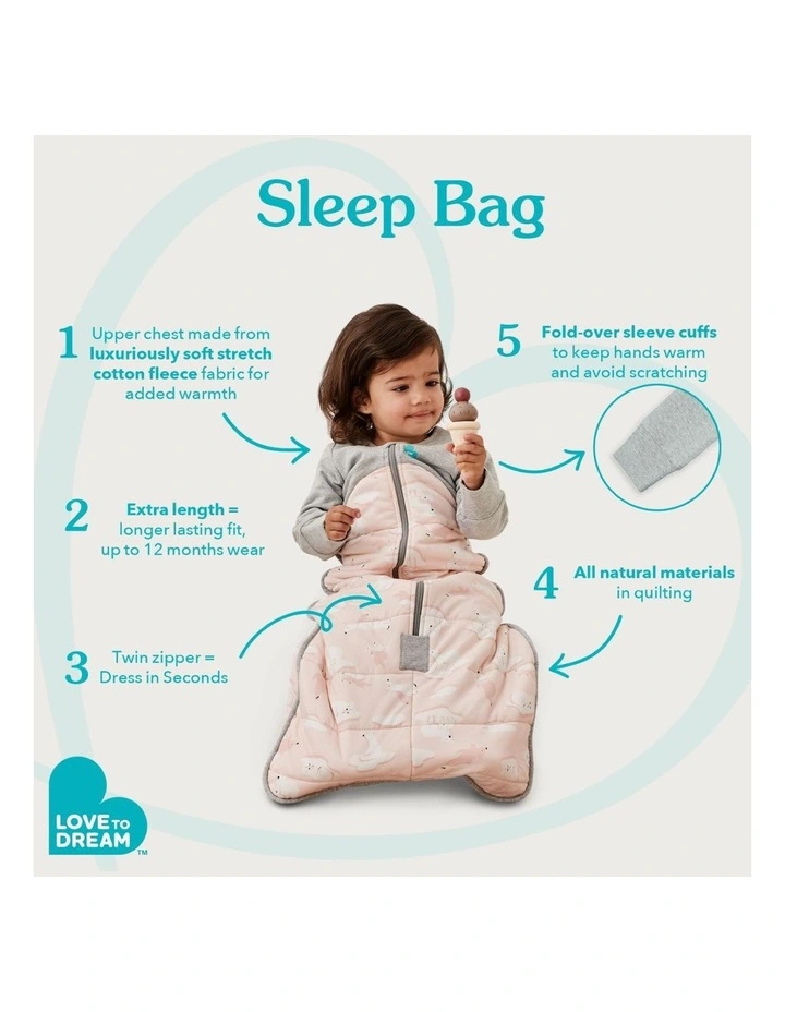 Sleep Bag Long Sleeve 2.5 TOG Quilted Cotton Pebbles Storm Blue image 4