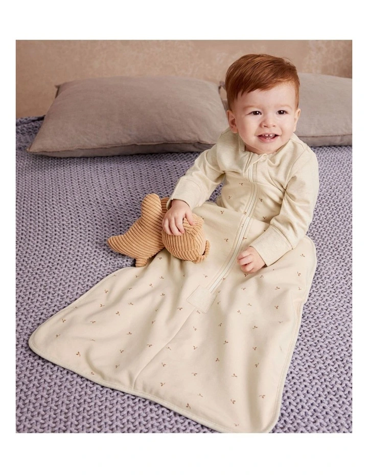 Sleep Bag Long Sleeve 1.5 TOG Cotton Fleece Twigs Oatmeal image 2