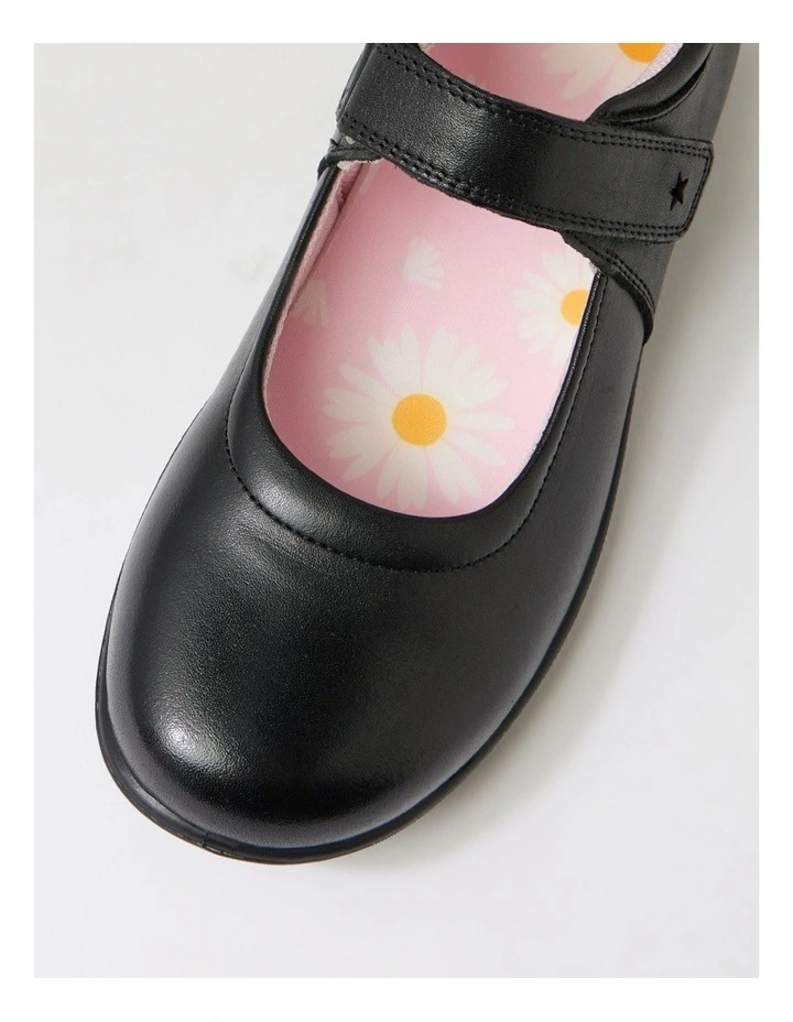 Ellie Junior E Black Daisy Insole Leather Mary Janes image 4
