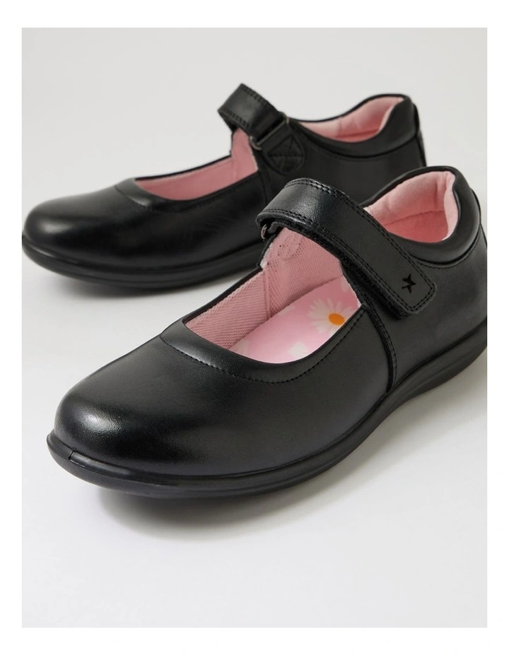 Ellie Junior E Black Daisy Insole Leather Mary Janes image 5