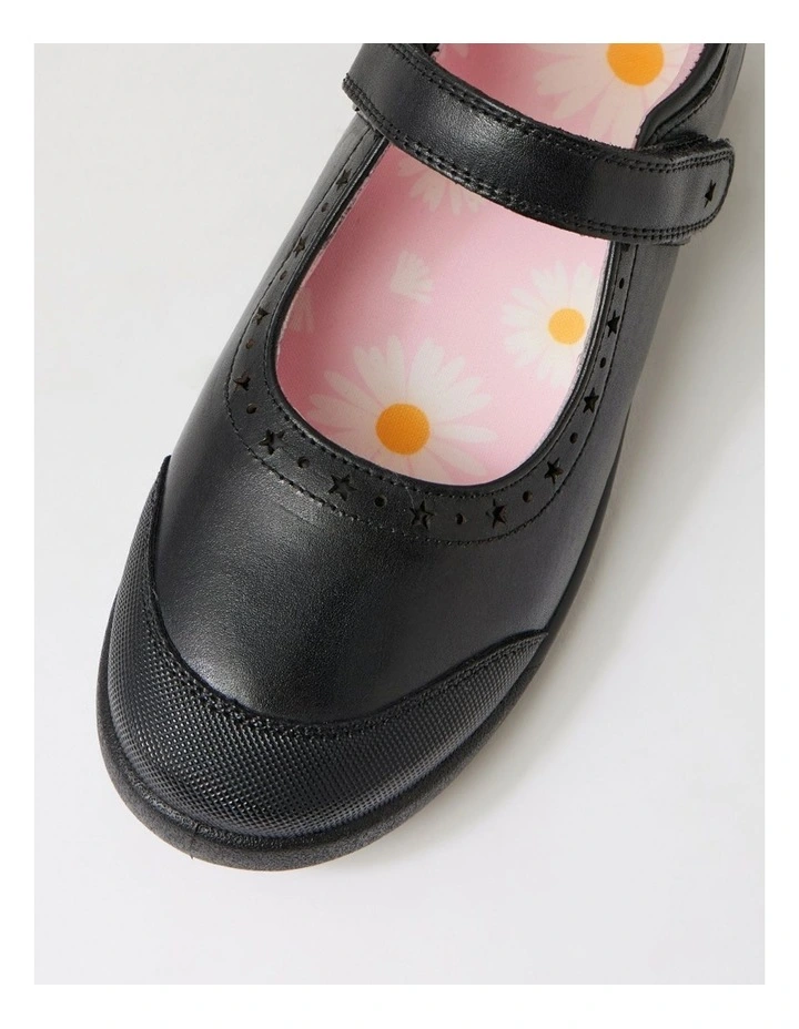 Kiara Junior E Black Daisy Insole Leather Mary Janes image 4