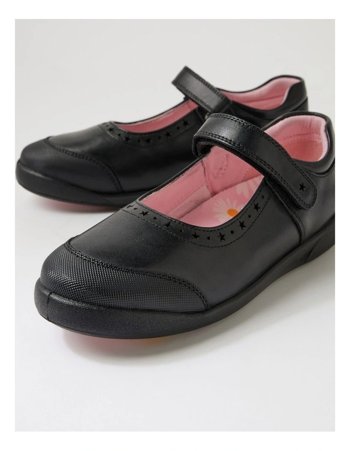 Kiara Junior E Black Daisy Insole Leather Mary Janes image 5
