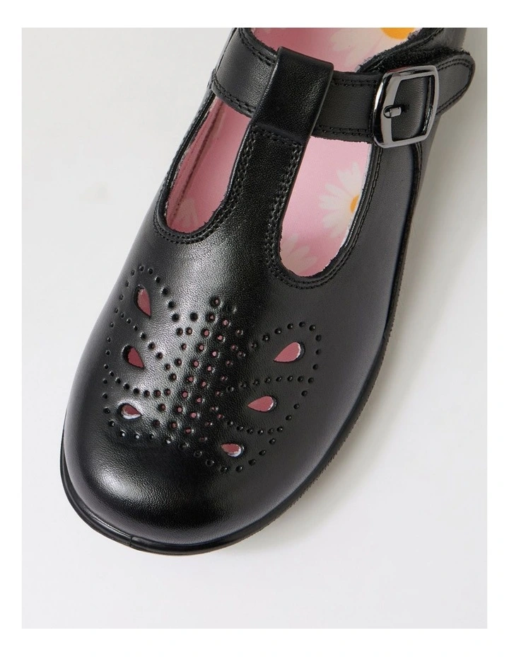Erina Junior E Black Daisy Insole Leather Mary Janes image 4