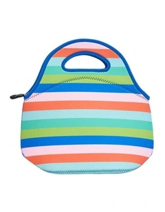 Annabel Trends Neoprene Lunch Bag Bright Stripes Waterproof 30cm