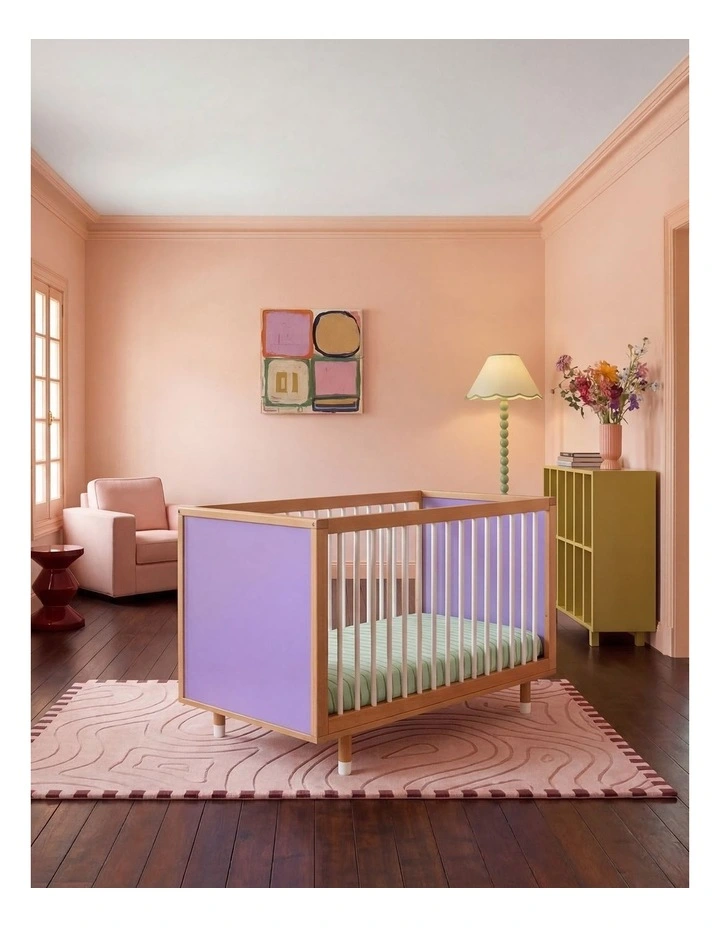 Bold Baby Cot - Lilac and Teal image 1