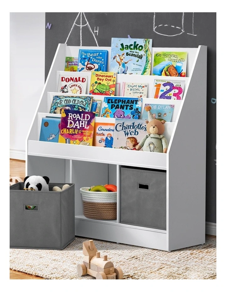Oikiture Kids Bookshelf Toy Box Organiser Display Shelf Magazine Storage Rack image 4