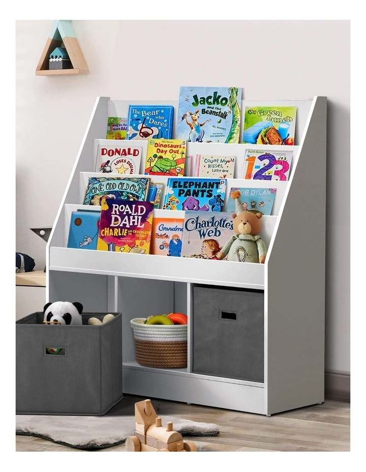 Oikiture Kids Bookshelf Toy Box Organiser Display Shelf Magazine Storage Rack image 5