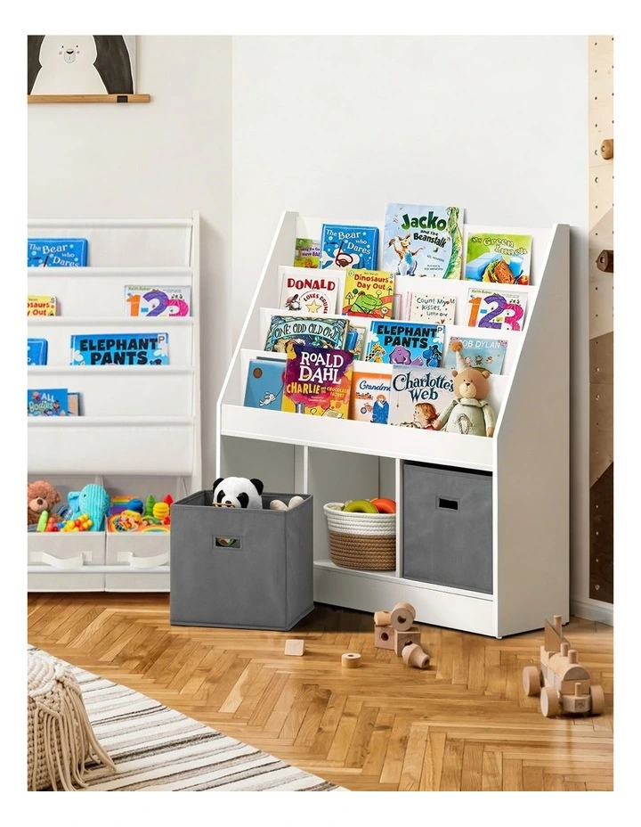 Oikiture Kids Bookshelf Toy Box Organiser Display Shelf Magazine Storage Rack image 6