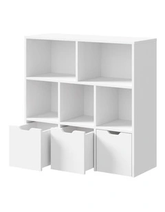 Oikiture Kids Bookcase Toy Organiser Cabinet With Removable Box Storage White