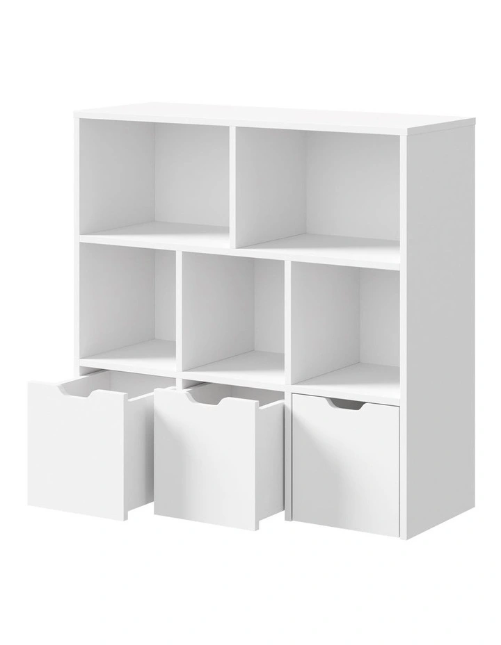 Oikiture Kids Bookcase Toy Organiser Cabinet With Removable Box Storage White image 1