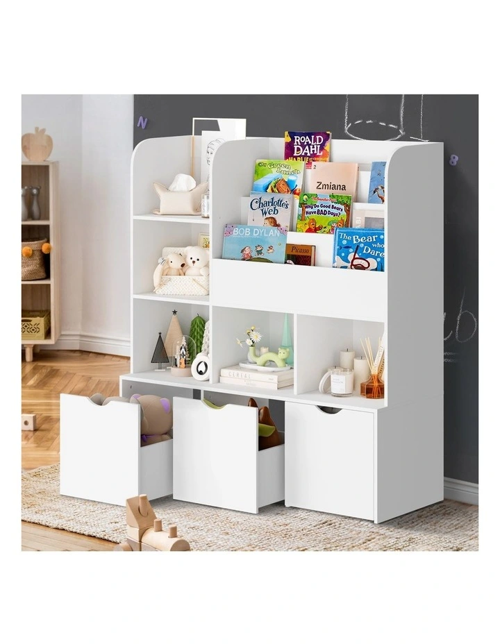 Oikiture Kids Bookcase Toy Organiser Cabinet Bookshelf With Chest Storage image 4