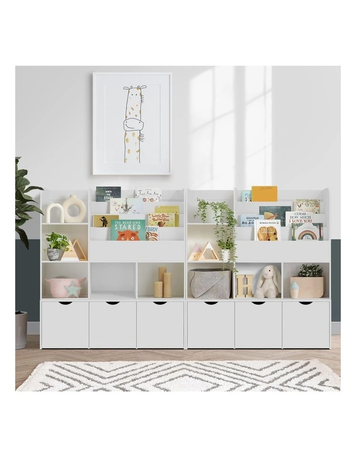 Oikiture Kids Bookcase Toy Organiser Cabinet Bookshelf With Chest Storage image 5