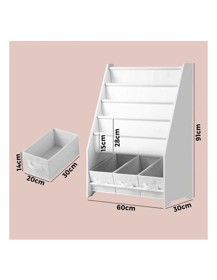 Oikiture Kids Bookshelf Toy Storage Box Organiser Display Shelf DIY Storage Rack image 3
