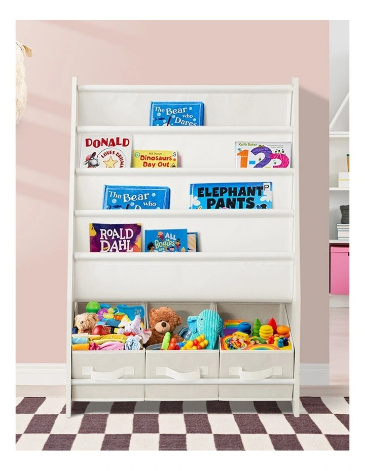 Oikiture Kids Bookshelf Toy Storage Box Organiser Display Shelf DIY Storage Rack image 5