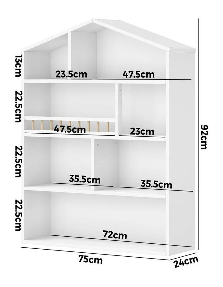 Oikiture Kids Bookshelf Toy Storage Organiser Bookcase Display Shelf Rack image 3