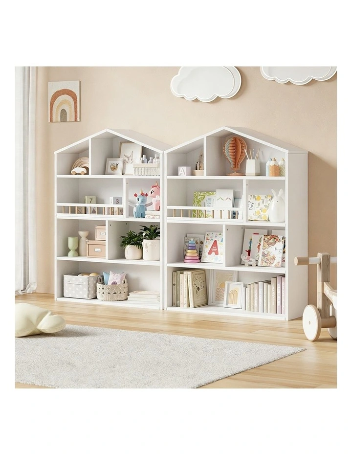 Oikiture Kids Bookshelf Toy Storage Organiser Bookcase Display Shelf Rack image 7