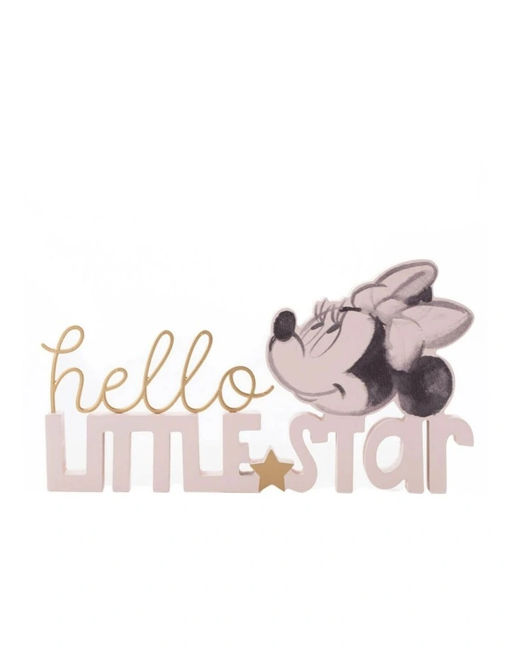 MDF Decoration Word Plaque: Minnie Mouse Hello Little Star Gifts image 1