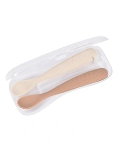 1st Stage Silicone Spoons & Case 2 Pack - Praline/Clay