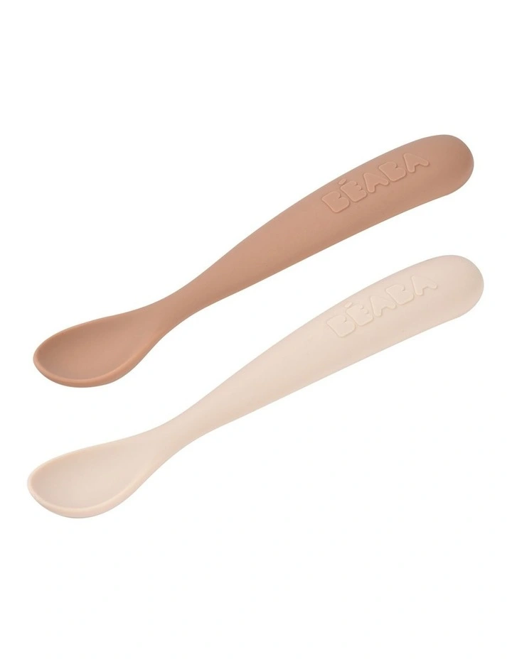 1st Stage Silicone Spoons & Case 2 Pack - Praline/Clay image 2