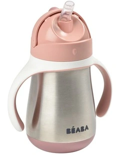 Stainless Steel Straw Cup 250ml - Vintage Pink