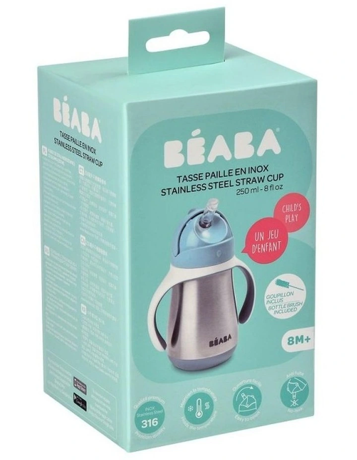 Stainless Steel Straw Cup 250ml - Windy Blue image 2