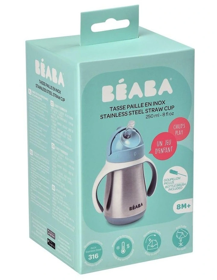 Stainless Steel Straw Cup 250ml - Windy Blue image 4