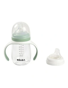 2 in 1 Bottle to Sippy Learning Cup 210ml - Sage Green
