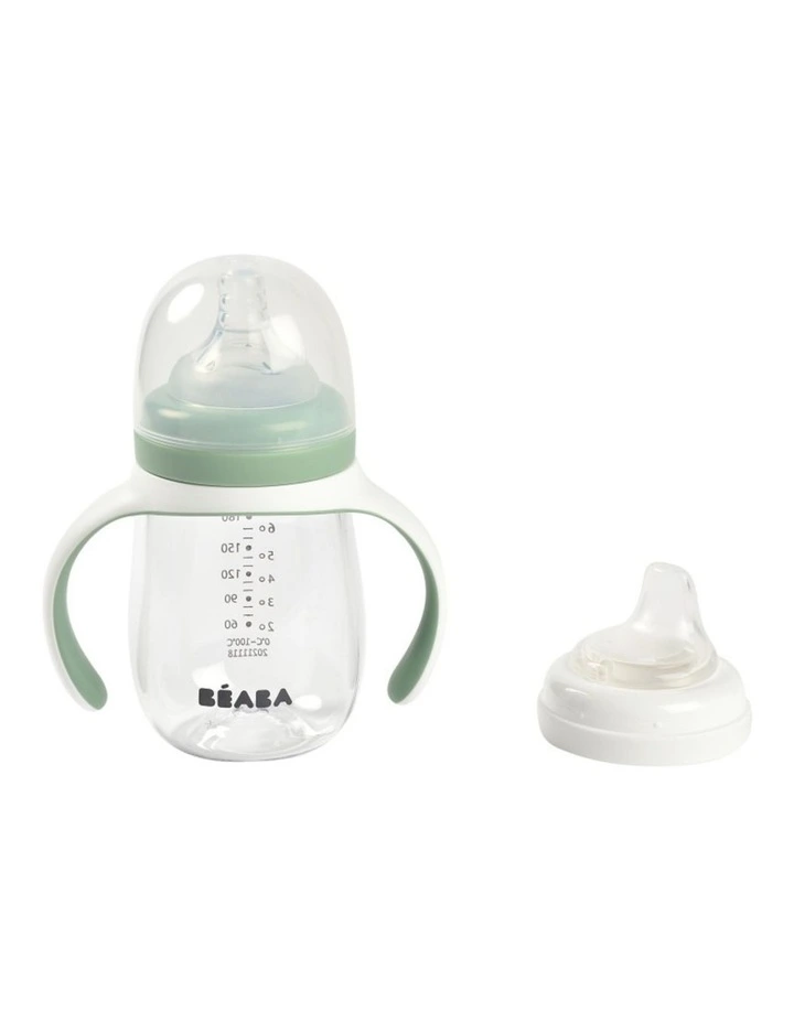 2 in 1 Bottle to Sippy Learning Cup 210ml - Sage Green image 1
