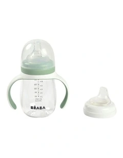 2 in 1 Bottle to Sippy Learning Cup 210ml - Sage Green