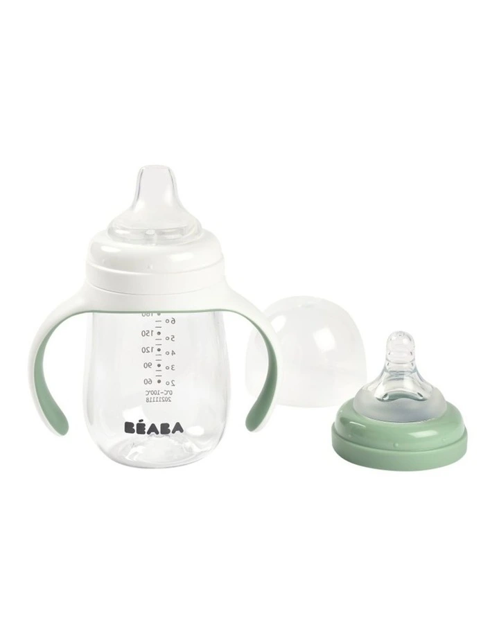 2 in 1 Bottle to Sippy Learning Cup 210ml - Sage Green image 2