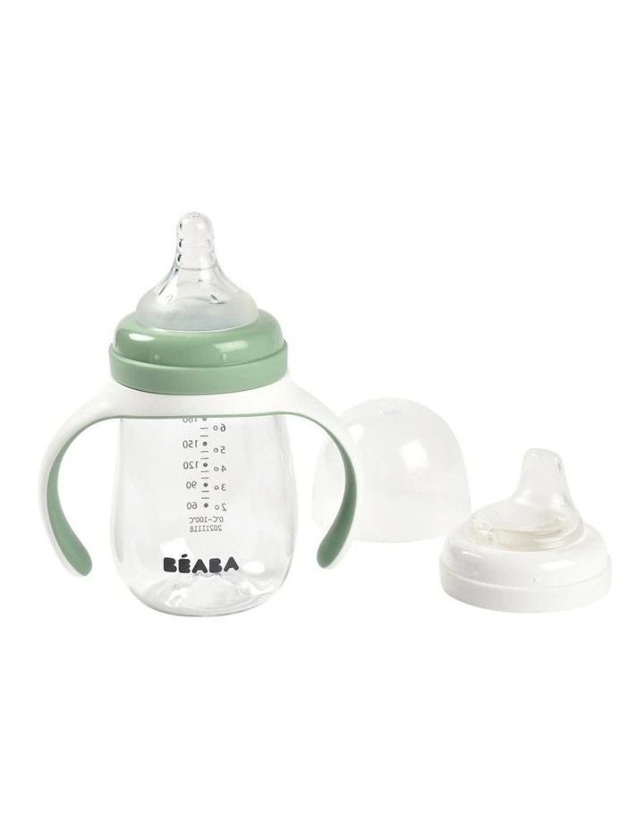 2 in 1 Bottle to Sippy Learning Cup 210ml - Sage Green image 3