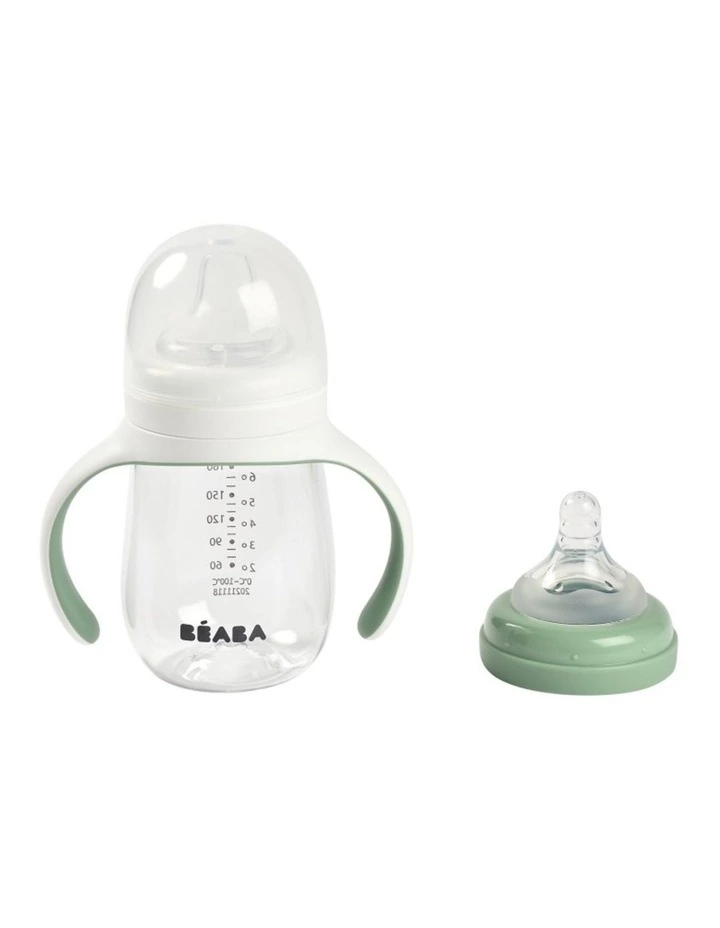 2 in 1 Bottle to Sippy Learning Cup 210ml - Sage Green image 4