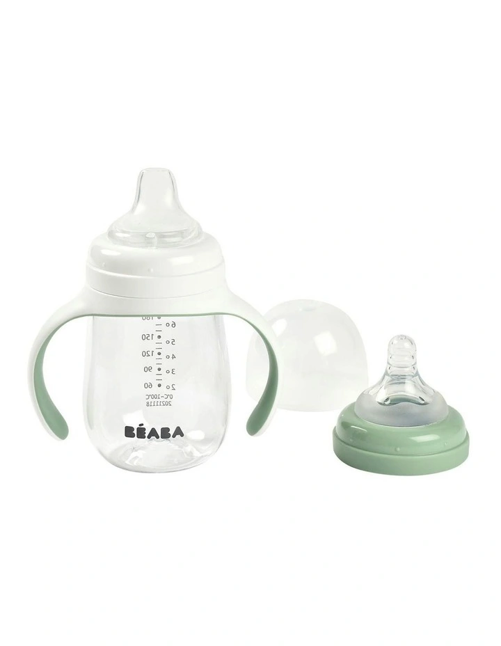 2 in 1 Bottle to Sippy Learning Cup 210ml - Sage Green image 6