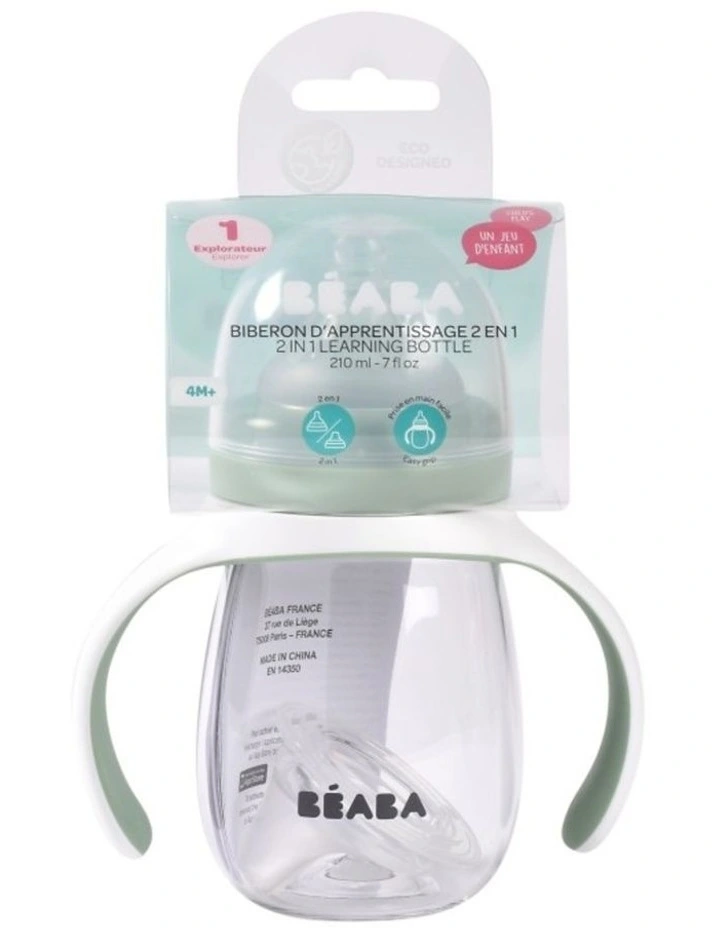 2 in 1 Bottle to Sippy Learning Cup 210ml - Sage Green image 7